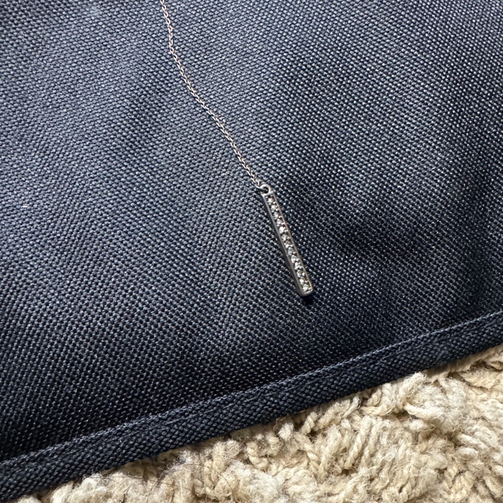 Silver Lariat Necklace with bar pendant